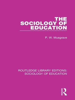 cover image of The Sociology of Education